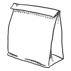 Vector Sketch Paper Bag for Grocery Shopping