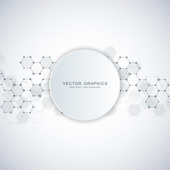 Obraz premium Abstract science background with hexagons and molecules.