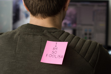 1 april fools day. Funny day. April fish. Prank. Inscriptions on the back. Stickers with jokes. Tric at work. Fun colleagues.