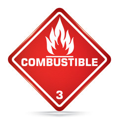 Obraz premium International Combustible Class 3 Symbol, red Warning Dangerous icon on white background, Attracting attention Security First sign, Idea for,graphic,web design,Vector,EPS10.