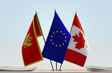 Flags of Montenegro European Union and Canada