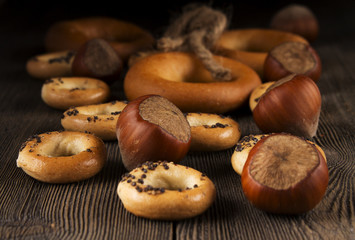 Hazelnuts and dried.