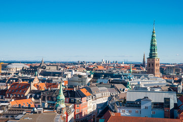 Fototapeta na wymiar View over city of Copenhagen Denmark