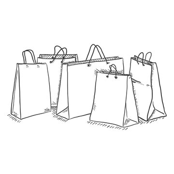 Vector Sketch Set of Shopping Bags