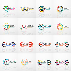 Fototapeta premium Linear abstract symbol business geometric logo set