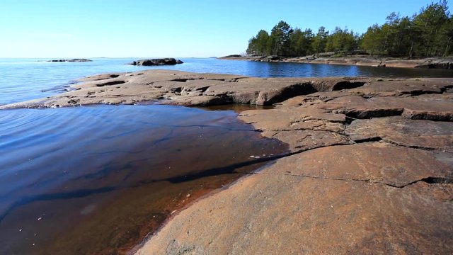 Coastline of Onega lake. Karelia, Russia