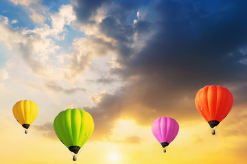 Beautiful balloon in the sky at sunset. 