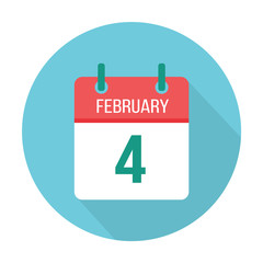 February 4 calendar icon flat reminder. Special date, holiday