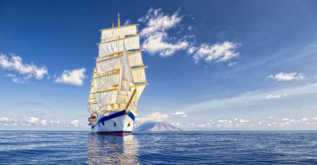 Fototapeta premium Sailing ship. Cruises. Traveling. Yachting. Sailing