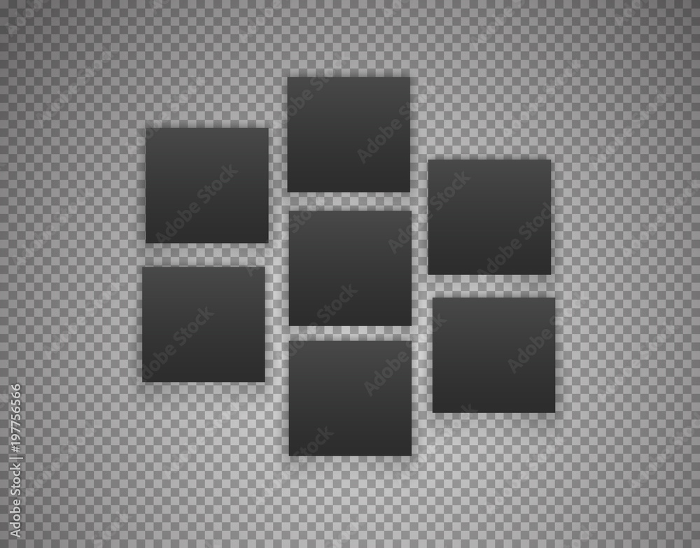 Aufkleber Black picture frames on a wall. Vector objects transparent background