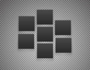 Black picture frames on a wall. Vector objects transparent background