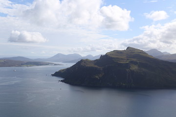 View over Ben Tianvaig and the Cuillin Hills, Isle of Skye, Scotland.