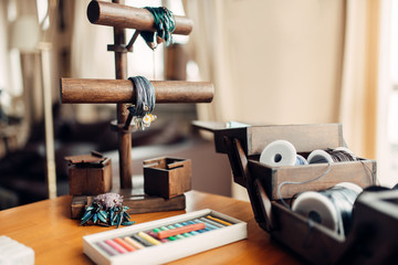 Needlework hobby, handmade bracelets, bijouterie