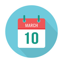 March 10 calendar icon flat. Day of archives in Russia