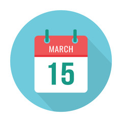 March 15 calendar icon flat. Reminder, date. World Consumer Rights Day. International Day of Action for the Seals