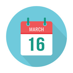 March 16 calendar icon flat. Reminder, date. World Sleep Day