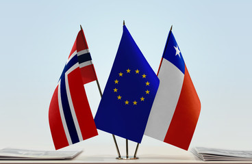 Flags of Norway European Union and Chile