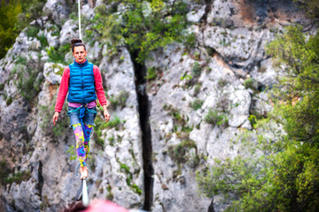 Highliner on a rope.