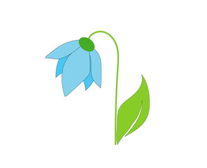 Flat icon of a forest flower (snowdrop). Vector illustration.