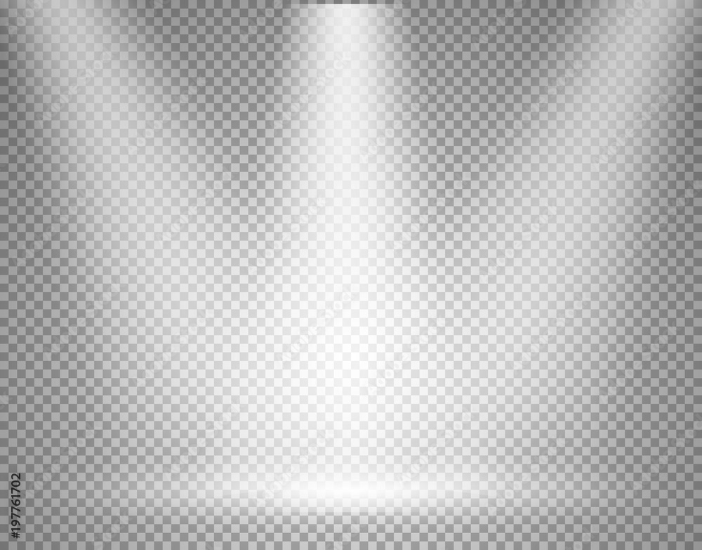 Poster illuminated stage with spotlight on transparent background