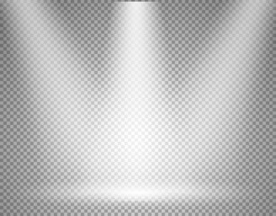 Illuminated stage with spotlight on transparent background
