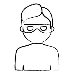 sketch of cartoon thief icon over white background, vector illustration