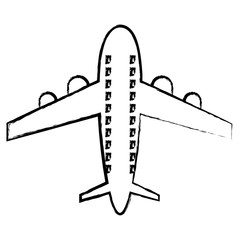 sketch of airplane icon over white background, vector illustration