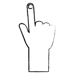 sketch of hand pointing icon over white background, vector illustration
