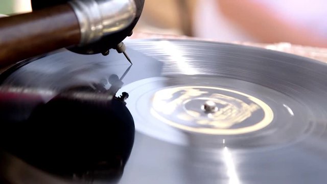 Vintage gramophone in retro style, play vinyl