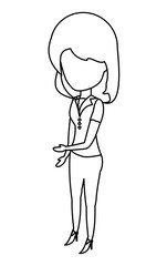 avatar woman standing over white background, vector illustration