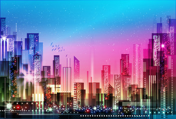 Night city background. Vector illustration