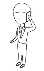 avatar businessman standing and talking on cellphone over white background, vector illustration