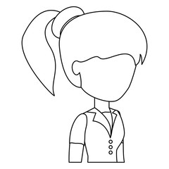 avatar woman with pony tail over white background, vector illustration