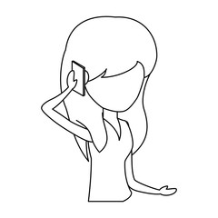 avatar Woman Talking on Cellphone over white background, vector illustration