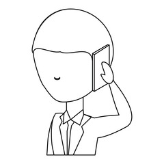 avatar businessman talking on cellphone over white background, vector illustration