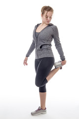 stretching female fitness model
