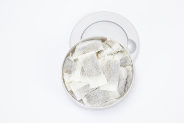 Swedish snus on white background, Isolated.
