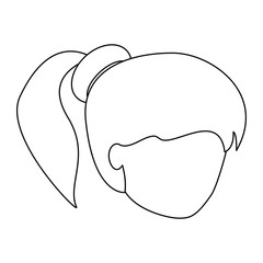 avatar woman with pony tail over white background, vector illustration