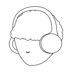 avatar man head using a headphones over white background, vector illustration