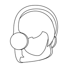 avatar woman head with headphones over white background, vector illustration