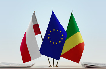 Flags of Poland European Union and Republic of the Congo