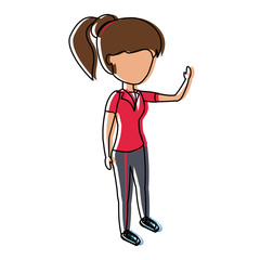 avatar woman standing over white background, colorful design. vector illustration