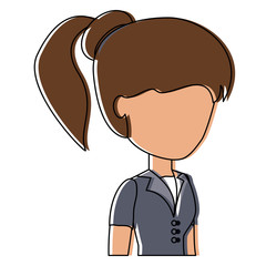 avatar woman with pony tail over white background, colorful design. vector illustration
