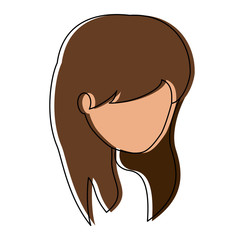 avatar woman with long hair over white background, colorful design.  vector illustration