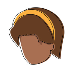 avatar woman face with headband over white background, colorful design. vector illustration