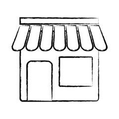 sketch of store icon over white background, vector illustration