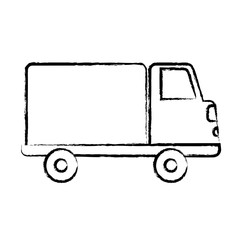 sketch of cargo truck icon over white background, vector illustration