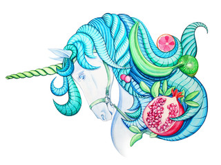 unicorn with fruit