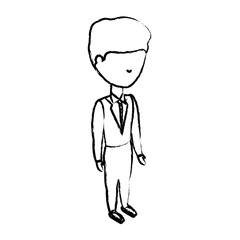 sketch of avatar businessman standing over white background, vector illustration