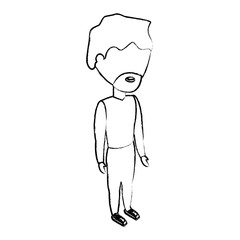 sketch of avatar man with beard standing icon over white background vector illustration